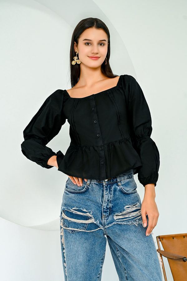 Black Peplum Shirt