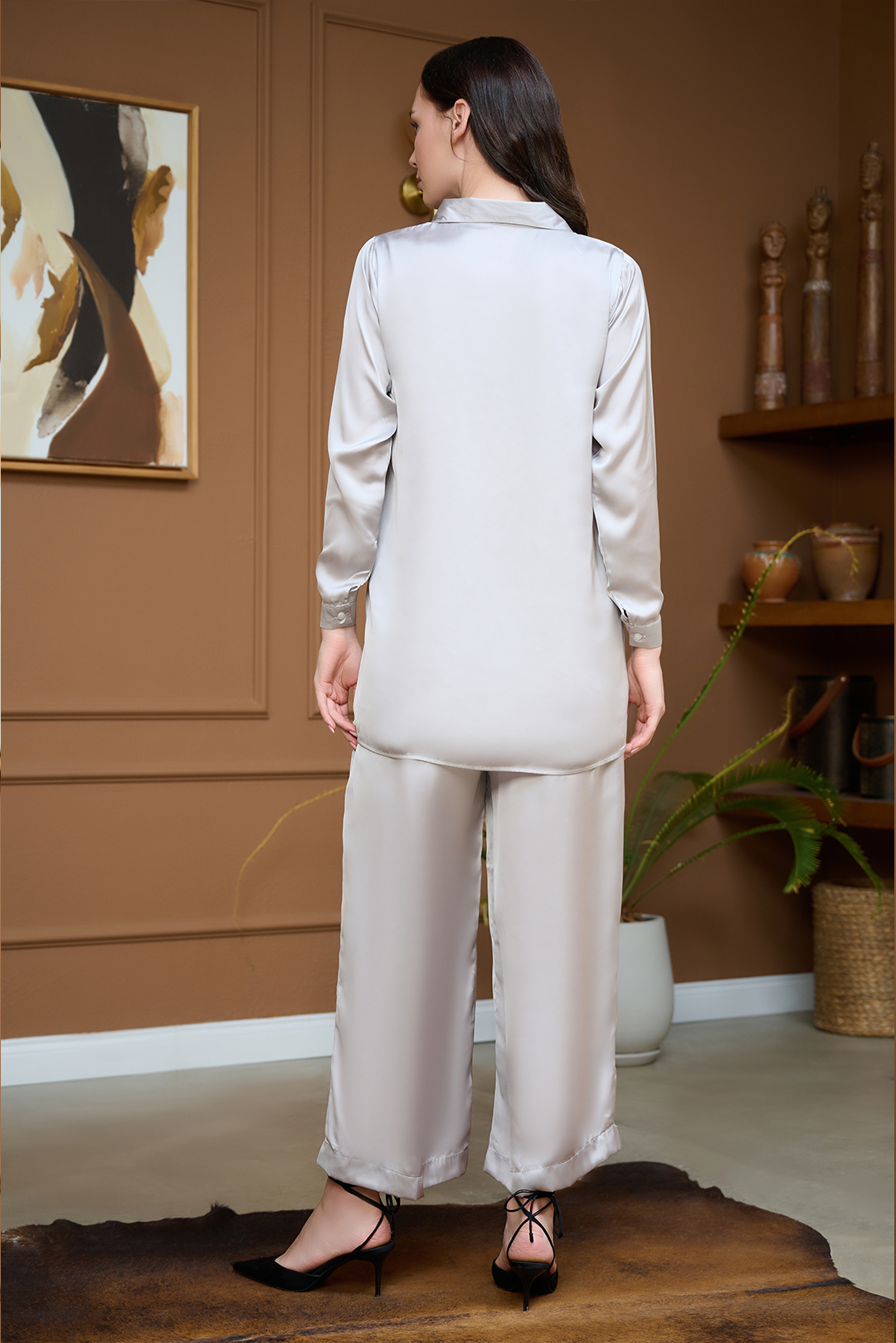 Grey Silk Co Ord Set – Mardaz Fashion