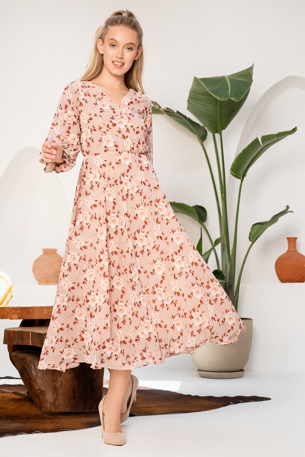 Double Breasted Maxi Chiffon Dress